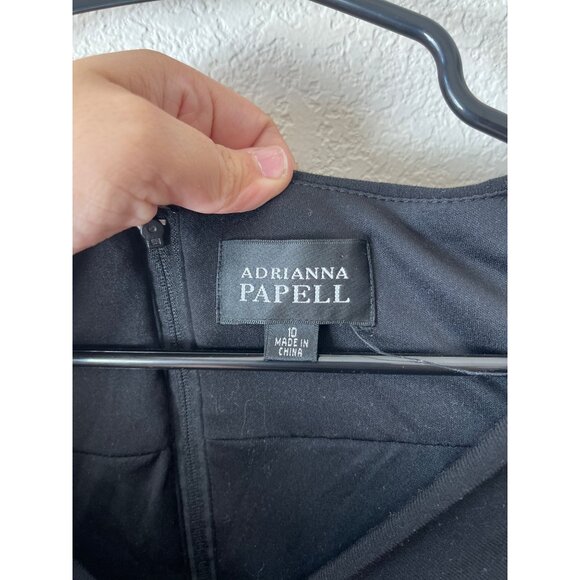 Adrianna Papell Black V-Neck A line cocktail Whimsygoth Edgy Grunge Goth Dress - Picture 3 of 4